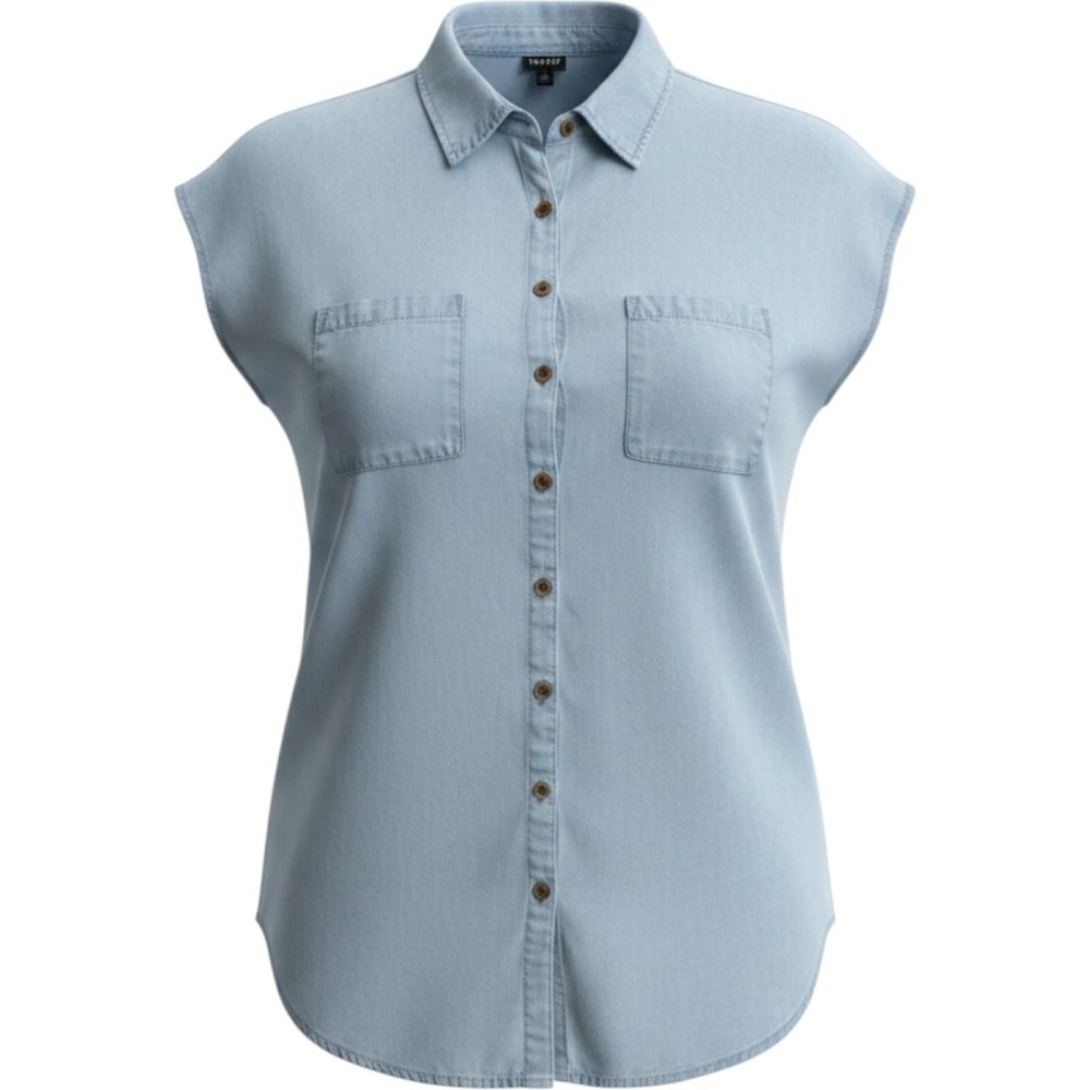 Torrid Womens Light Wash‎ Chambray Sleeveless Button Down Shirt Top Size 0 L XL